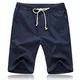 JustSun Kurze Hosen Herren Shorts Sommer Leinen Baumwolle mit Tunnelzug und Taschen Blau M