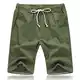 JustSun Kurze Hosen Herren Shorts Sommer Leinen Baumwolle mit Tunnelzug und Taschen Green M