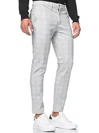 Herren Rodekro Chinohose Stretchhose Chino Herrenhose Super Stretch Stoffhose Grey Check 32/32