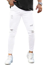 GINGTTO Herren Jeans Slim Fit Weiße