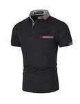 GHYUGR Herren Poloshirt Basic Kurzarm Polohemd Schwarz