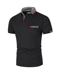 GHYUGR Herren Poloshirt Basic Kurzarm Polohemd Schwarz