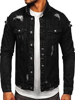 BOLF Herren Jeansjacke Übergangsjacke [4D4] Schwarz (4D4)