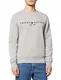 Tommy Hilfiger Herren Sweatshirt Tommy Logo ohne Kapuze, Grau (Light Grey Heather), S