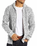 Gemijacka Strickjacke Herren Langarm Kragen Cardigan mit Zopfmuster Reißverschluss Jacke Gestrickt für Hemd und Shirt Hellgrau