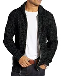 Gemijacka Strickjacke Herren Langarm Kragen Cardigan mit Zopfmuster Reißverschluss Jacke Gestrickt für Hemd und Shirt Schwarz