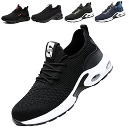 Sicherheitsschuhe Herren Leichte Arbeitsschuhe Herren Damen Sportliche Atmungsaktive Stahlkappenschuhe rutschfeste Arbeitsturnschuhe 01 Schwarz EU 41