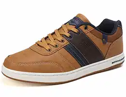 Freizeitschuhe Herren Sneaker PU Leder Walkingschuhe Atmungsaktive Athletic Formal Classic Sportschuhe Größe 41-46(braun, Numeric_43)