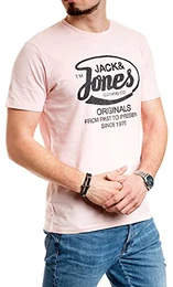 Herren T-Shirt Jack and Jones Rundhals Print Tee Regular Fit Crew Neck Top (862 Peachskin, M)