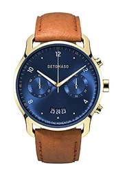 SORPASSO Chronograph Limited Edition Gold Blue Herren-Armbanduhr Analog Quarz Leder Armband Braun
