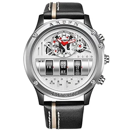 RORIOS Herren Uhr Analoger Quarzuhr mit Lederband Wasserdicht Business Armbanduhr Leuchtende Kleid Uhren für Männer Herren