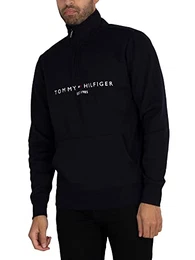 Herren Sweatshirt mit Reißverschluss Logo Mockneck mit Bauchtasche, Blau (Desert Sky), M
