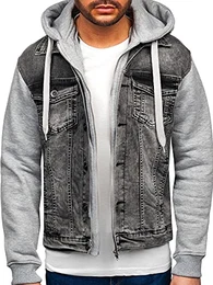 Herren Jeans Jacke Denim Jacket Übergangsjacke Langarm Knopfleiste Casual Denimwear Leichte 10350 Grau M [4D4]