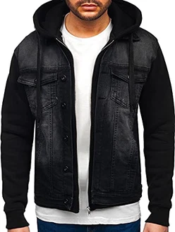BOLF Herren Jeansjacke Übergangsjacke [4D4] Schwarz (10350)
