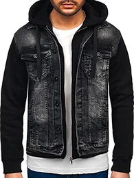 Herren Jeans Jacke Denim Jacket Übergangsjacke Langarm Knopfleiste Casual Denimwear Leichte 10350 Dunkelblau M [4D4]