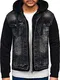 BOLF Herren Jeans Jacke Denim Jacket Übergangsjacke Langarm Knopfleiste Casual Denimwear Leichte 10350 Dunkelblau M [4D4]