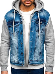 Herren Jeans Jacke Denim Jacket Übergangsjacke Langarm Knopfleiste Casual Denimwear Leichte 10350 Blau M [4D4]