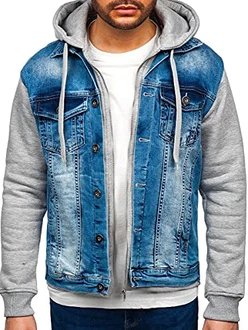 BOLF Herren Jeansjacke Übergangsjacke [4D4] Blau (10350)