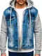 BOLF Herren Jeans Jacke Denim Jacket Übergangsjacke Langarm Knopfleiste Casual Denimwear Leichte 10350 Blau M [4D4]