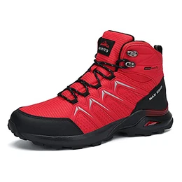 Dannto Herren Warme Gefütterte Winterschuhe Winterstiefel Wanderschuhe Trekkingschuhe Draussen Schneestiefel (Rot-B,43)