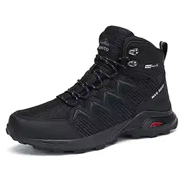 Herren Warme Gefütterte Winterschuhe Winterstiefel Wasserdicht Wanderschuhe Trekkingschuhe Draussen Schneestiefel (Schwarz-B,43)