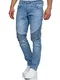 Tazzio Jeans Herren Slim Fit Biker Destroyed Look Stretch Jeanshose Hose Denim 16517 (32W/32L, Hellblau)