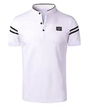 KTWOLEN Herren T-Shirt Kurzarm Grandad-Ausschnitt Slim Fit Grau/Fliederfarben