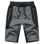 JustSun Kurze Hosen Herren Shorts Sommer Sport Gym Shorts mit Reißverschlusstaschen und Elastischer Taille Grau