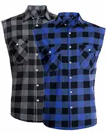 J.Ver Herren Kariert Ärmellose Hemden Regular fit Flanell Tank Tops aus Baumwolle Hemd Sleeveless T-Shirt Freizeithemd