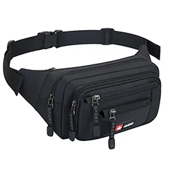 wasserdichte Gürteltasche Bauchtasche Damen Herren Multifunktionale Hüfttasche mit Reißverschluss Geeignet für Reise Wanderung und Alle Outdoor-aktivitäten Schwarz