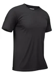 TACVASEN Herren Rash Guard Funktionsshirt Kurzarm Schwarz