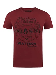 Herren T-Shirt RIVLeon Rundhals O-Neck Kurzarm Tee Shirt Print Regular Fit 100% Baumwolle, Größe:M, Farbe:Rot (PJD)