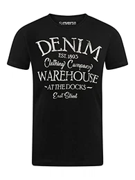 Herren T-Shirt RIVLeon Rundhals O-Neck Kurzarm Tee Shirt Mit Print Regular Fit 100% Baumwolle Schwarz M, Größe:M, Farbe:Schwarz (QJD)