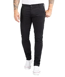 Indumentum Herren Chino Hose Slim Fit Chinohose Herrenhose Baumwolle Designer Hose Chinos Business Hose Stretch Männer Hose IS-305 Schwarz W32 L32