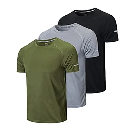 3er Pack Sport Tshirts Herren Laufshirt Kurzarm Schnelltrocknend Atmungsaktiv Sport Shirt Männer Sportshirt Herren Kurzarm Trainingsshirt Herren(520-Black Gray Green-M)
