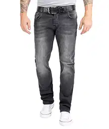 Herren Jeans Regular Fit Stretch Jeans Männerhose Herrenjeans Denim Hosen Herrenhose Straight Cut Stonewashed RC-2158 Grau W44 L32
