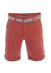 riverso Herren Chino Shorts RIVKlaas Regular Fit Gürtel Bermuda Kurze Hose (19400) Dark Red