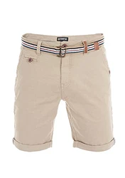 riverso Herren Chino Shorts RIVKlaas Regular Fit Gürtel Bermuda Kurze Hose (19400) Middle Beige