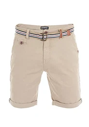 Herren Chino Shorts RIVKlaas Regular Fit Gürtel Bermuda Kurze Hose Sommer Short 98% Baumwolle Beige w32, Größe:W 32, Farbe:Middle Beige (20300)