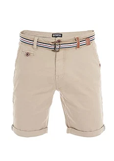 riverso Herren Chino Shorts RIVKlaas Regular Fit Gürtel Bermuda Kurze Hose (19400) Middle Beige