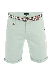 Herren Chino Shorts RIVKlaas Regular Fit Gürtel Bermuda Kurze Hose Sommer Short 98% Baumwolle Grün w32, Größe:W 32, Farbe:Middle Green (12300)