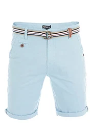 Herren Chino Shorts RIVKlaas Regular Fit Gürtel Bermuda Kurze Hose Sommer Short 98% Baumwolle Blau w32, Größe:W 32, Farbe:Light Blue (19200)