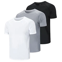 3er Pack Sport Tshirts Herren Funktionsshirt Sport Shirt Men Trainingsshirt Schnelltrocknend Fitness Sportshirt Laufshirt Kurzarm Männer Atmungsaktive T-Shirt (590-Black Grey White-M)