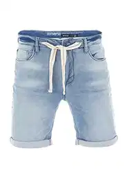 Herren Jeans Shorts RIVPaul Kurze Hose Sommer Bermuda Stretch Denim Short Sweathose Baumwolle Blau w32, Größe:W 32, Farbe:Light Blue Denim (L114)