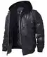 FLAVOR Echtes Lederjacke Herren Abnehmbarer Hoodie (M, Schwarz)