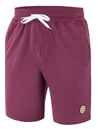 IMAKO Kurze Shorts Herren I Kurze Hosen Herren mit Seitentaschen mit Reißverschluss und Tunnelzug I Herren Shorts für Heim und Freizeit Rot - Weinrot Gr. M