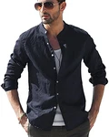 LVCBL Herren Freizeithemd Henley Normal Geschnittenes Stehkragenhemd Marine