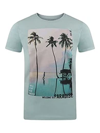 Herren T-Shirt RIVLukas Fotodruck Rundhals O-Neck Kurzarm Shirt Regular Baumwolle Grün Blau Weiß Grau Gelb Türkis S M L XL XXL 3XL 4XL 5XL, Größe:M, Farbe:Blau Palme (AJD)