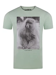 Herren T-Shirt RIVCharly Fotodruck Rundhals Kurzarm Tee Shirt Regular Baumwolle Tierdruck Grün M, Größe:M, Farbe:Grün (AJD)
