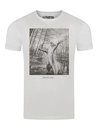 Herren T-Shirt RIVCharly Fotodruck Rundhals Kurzarm Tee Shirt Regular Baumwolle Tierdruck Weiß M, Größe:M, Farbe:Weiß (AJD)